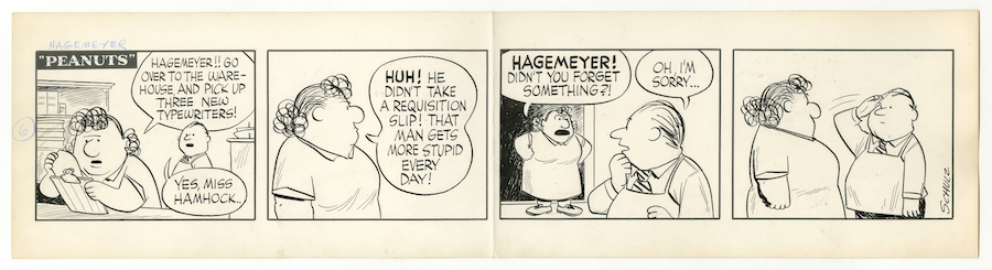 An unpublished "Hagemeyer strip" by Charles Schulz