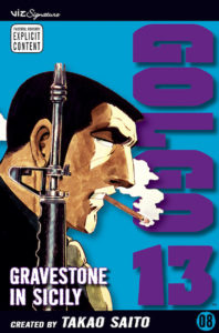 Cover of Golgo 13, vol. 8, showing a man holding a gun and smoking a cigarette.