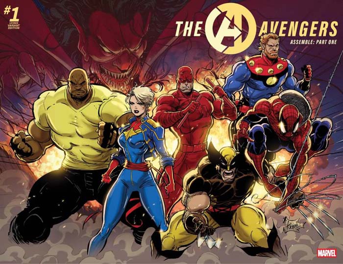 Avengers #1 variant cover by Kaare Andrews